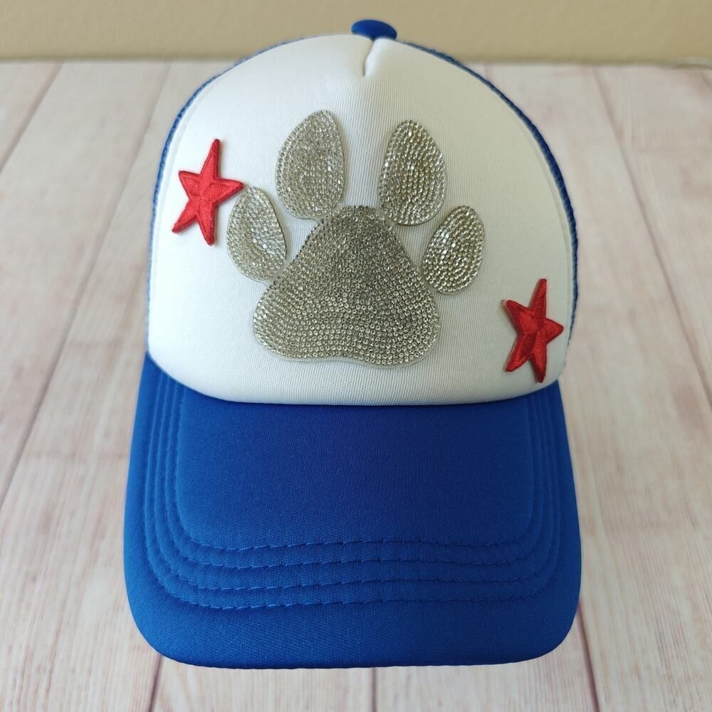 Embellished bling paw & star trucker hat